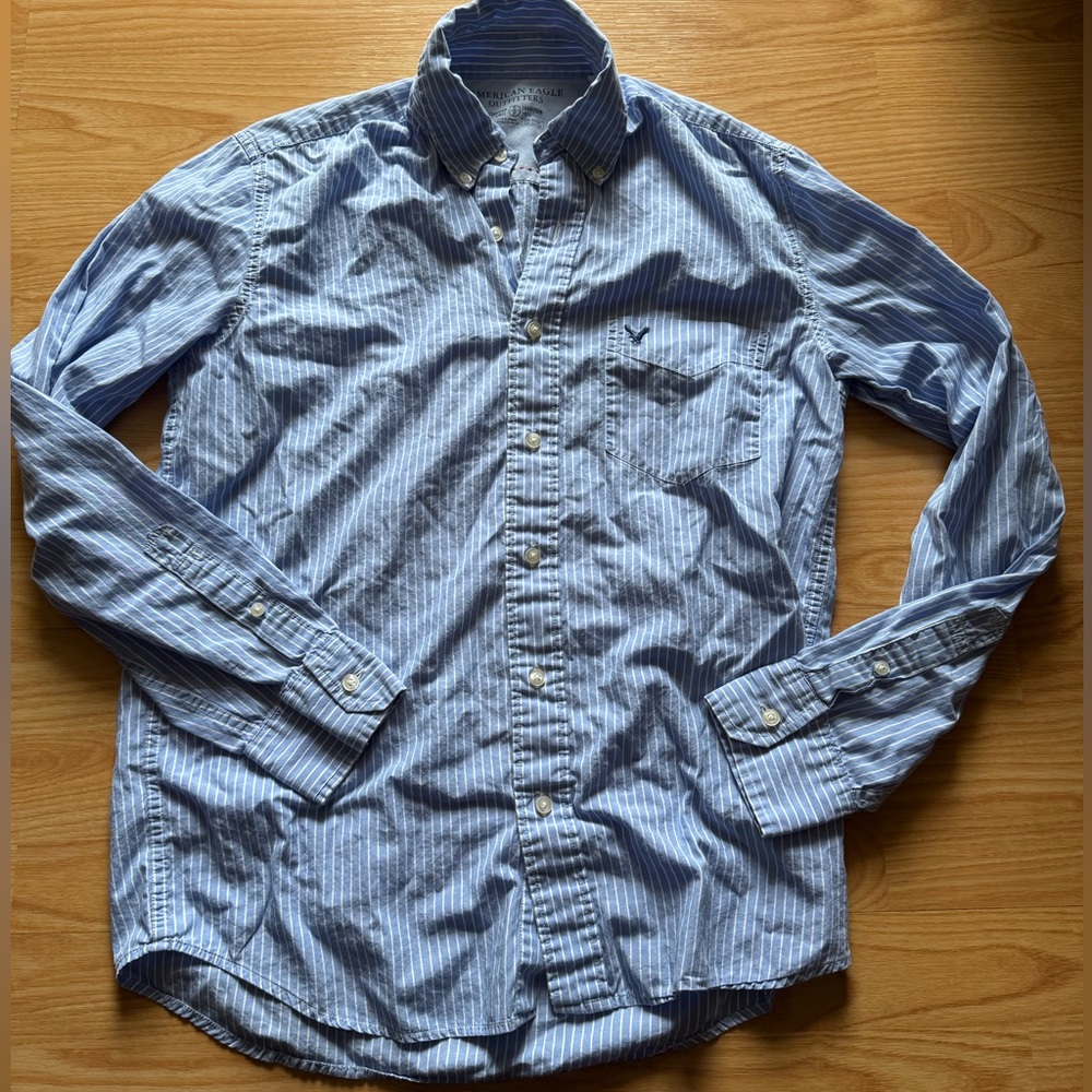 Men’s Vintage Y2K American Eagle Button Down Retro Casual Frat Worn Cotton